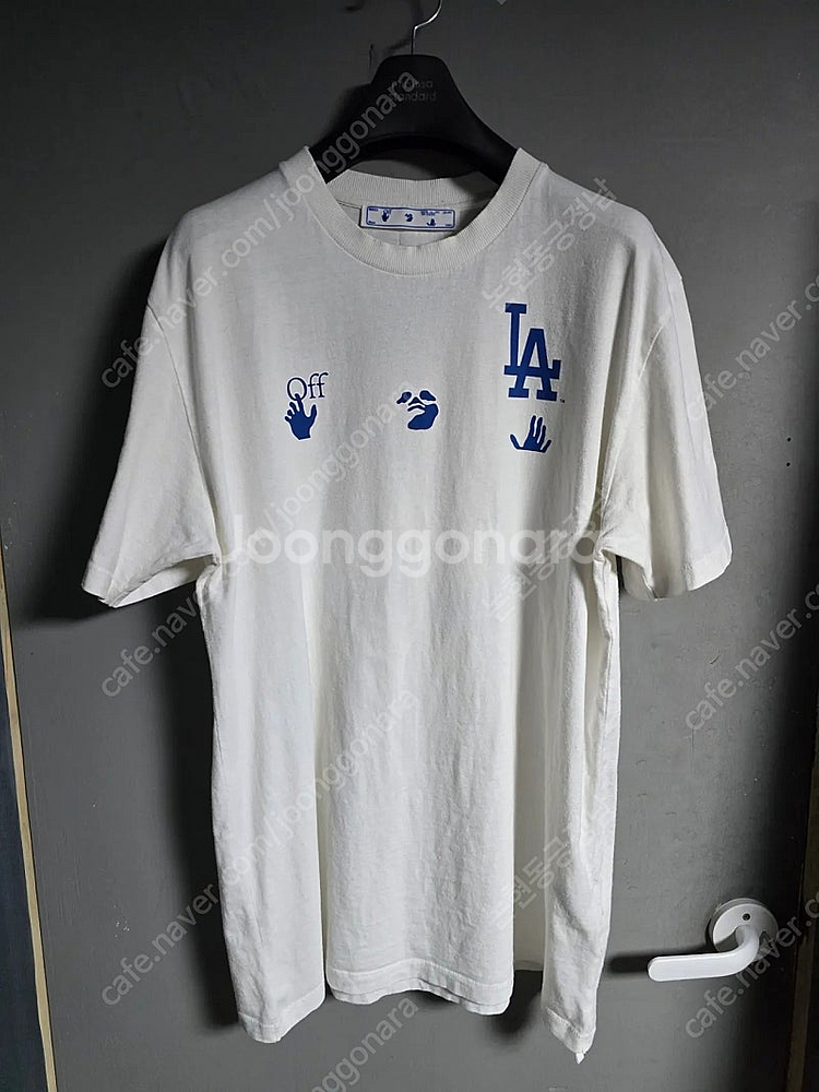 오프화이트 x MLB 콜라보 한정판 LA 다저스 반팔 ...--2