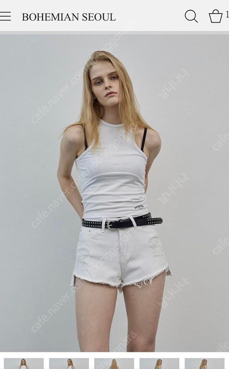 *새상품* 보헤미안서울 컷팅 데미지 쇼츠 반바지화이트 이미지