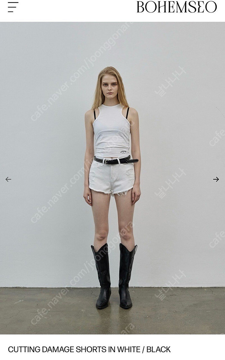 *새상품* 보헤미안서울 컷팅 데미지 쇼츠 반바지화이트 이미지