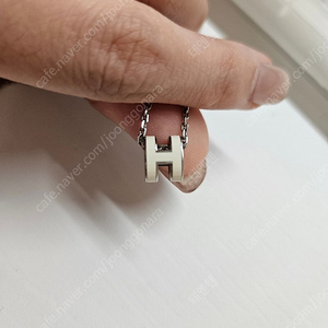 에르메스 정품 미니 팝아슈 화이트 실버 목걸이
