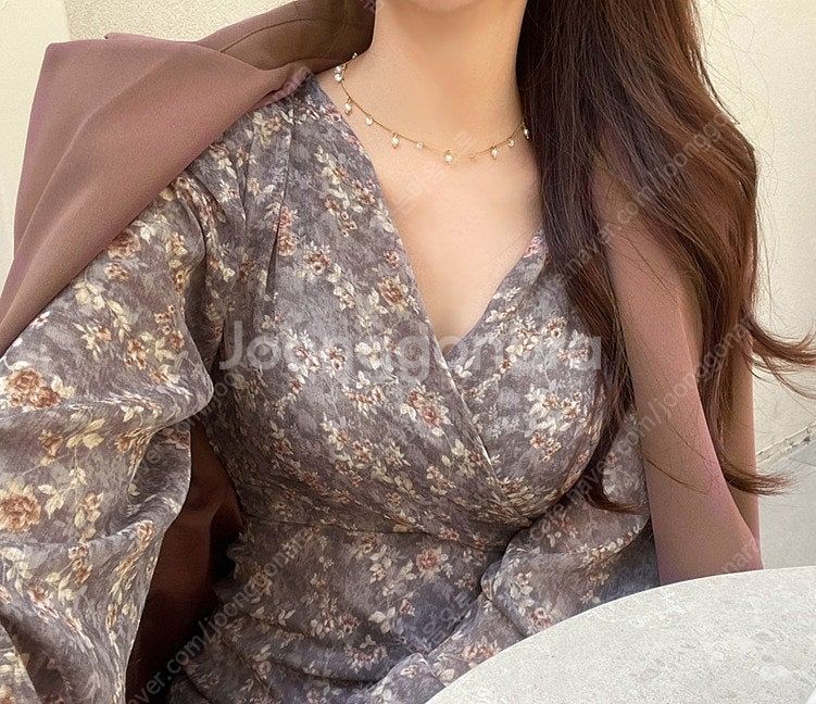 아뜨랑스 플라워패턴 쉬폰 원피스--7