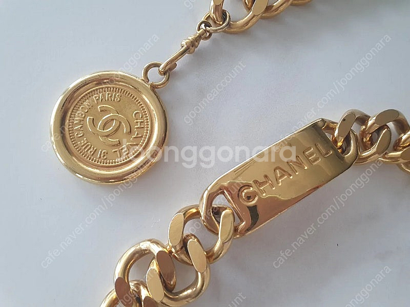 샤넬 빈티지 금장 골드 체인 벨트--1