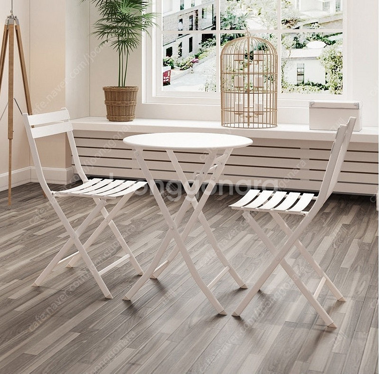 (새상품) 철재 테이블1+의자2 세트 접이식 카페 야외 테라스 미니식탁--1