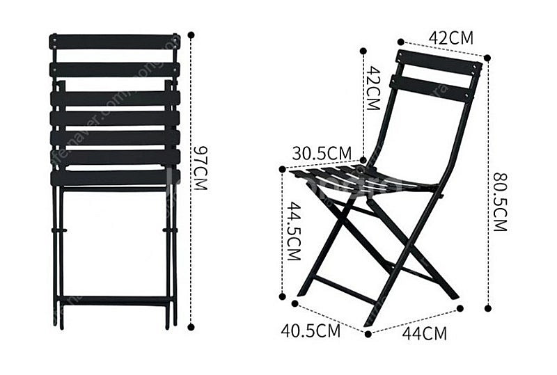 (새상품) 철재 테이블1+의자2 세트 접이식 카페 야외 테라스 미니식탁--5