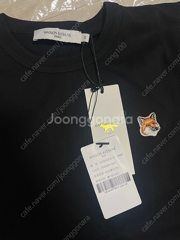메종키츠네 반팔티 블랙 xs 새상품--1