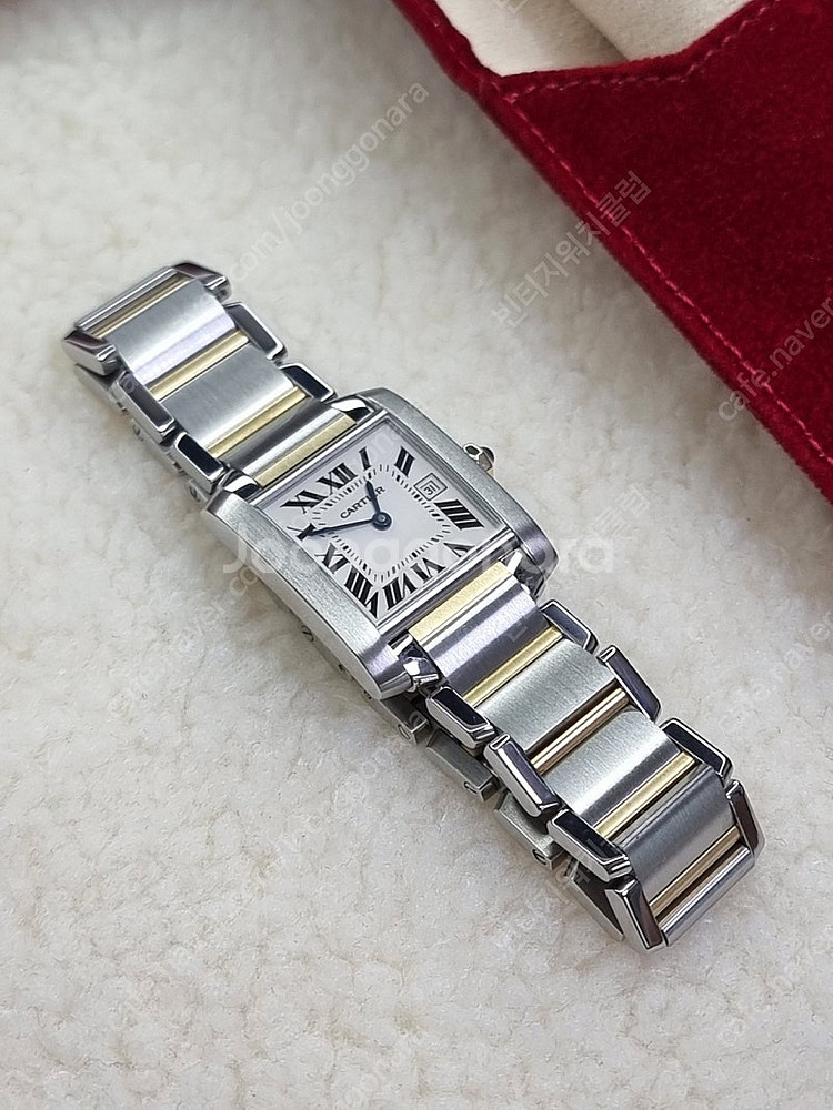 까르띠에 탱크 프랑세즈 18K 콤비 M 쿼츠 남녀공용 시계 03~04년--2