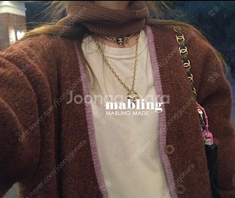 마블링 모헤어 가디건 초코 mabling--0