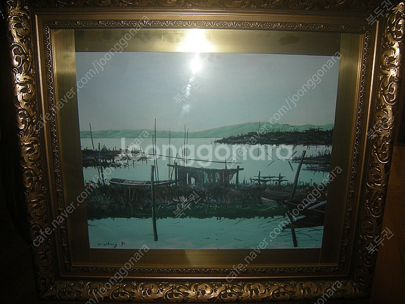 유채화그림+고급엔틱액자(작품명 나룻터)/엘지삼성 애플--0