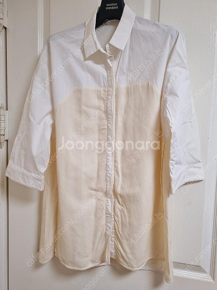 모그 견 배색 칠부 셔츠--0