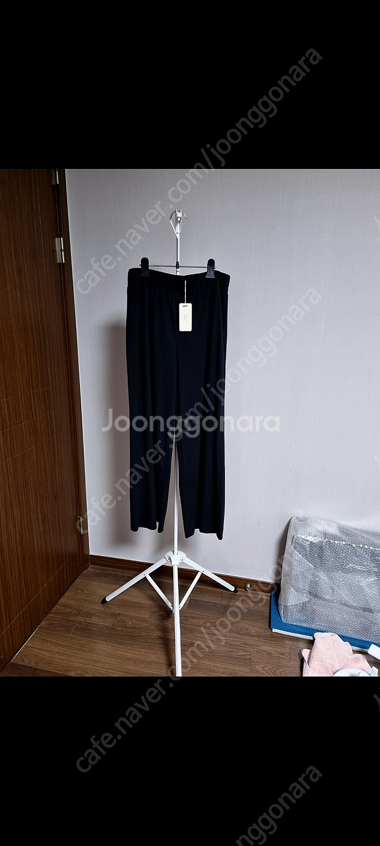 디루치아노 블랙 저지원단 와이드 팬츠 77~88--0