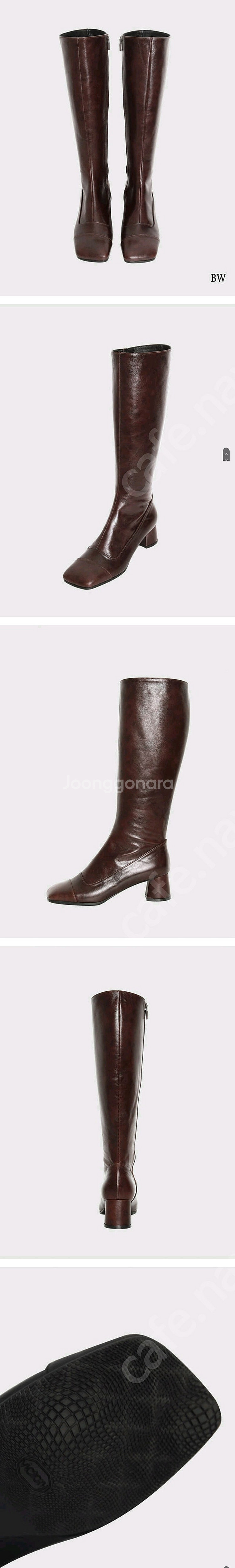 쌀롱드쥬 엣엣엣 스퀘어 라인 롱부츠 크렉브라운 250cm (새상품)--1