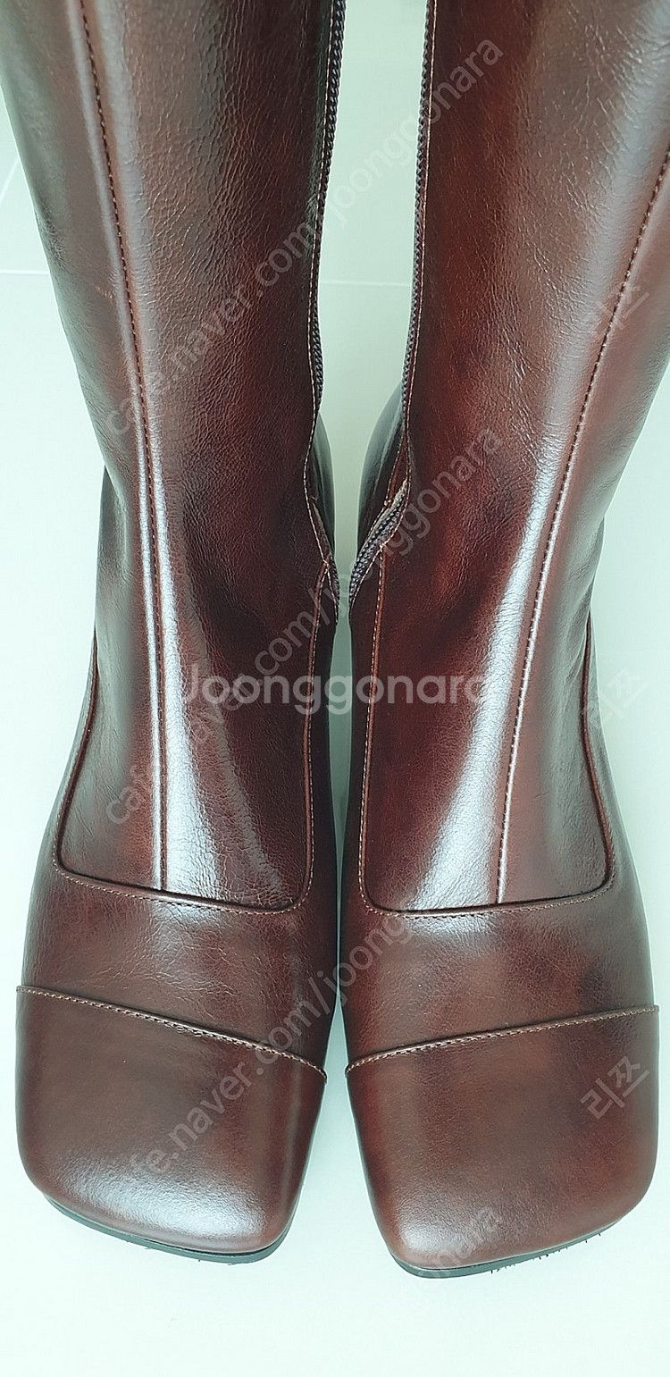 쌀롱드쥬 엣엣엣 스퀘어 라인 롱부츠 크렉브라운 250cm (새상품)--5