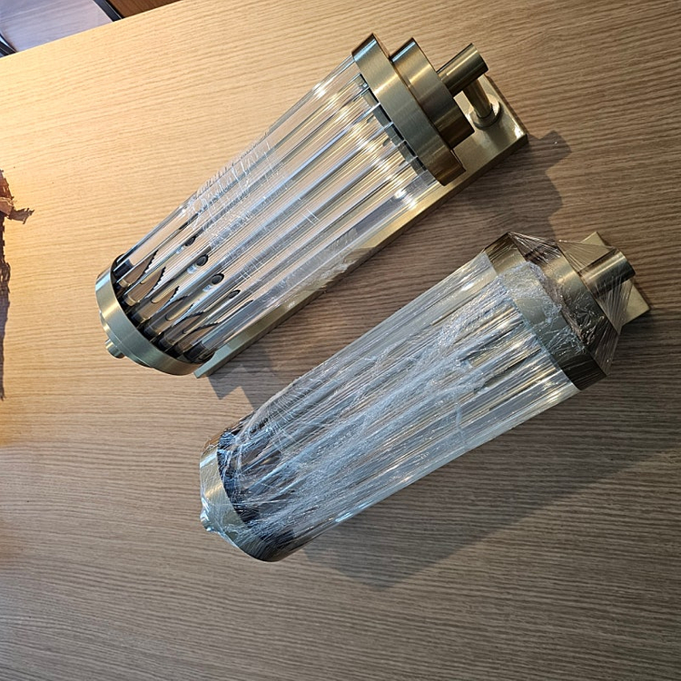 아르데코 양식 주문제작 황동 크리스탈 벽부등 27cm 2개--4