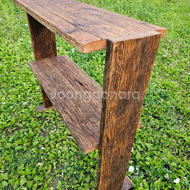 100년이상된 올드오크 빈티지 고재 2단선반--2