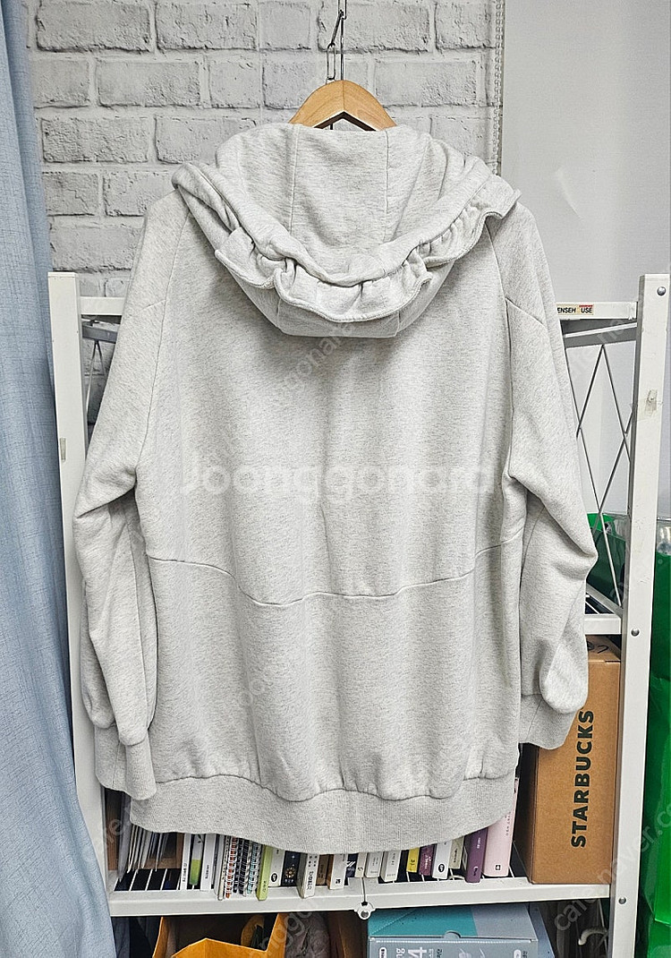 럭키슈에뜨 여성 맨투맨 55~66 반집업 러플 후드 티...--4