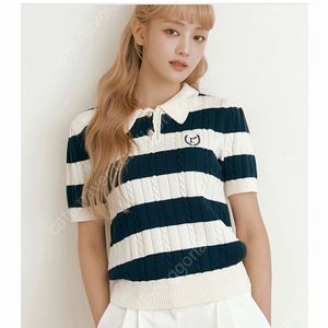 *새상품급*로라로라 하프 슬리브 보더 니트: 네이비