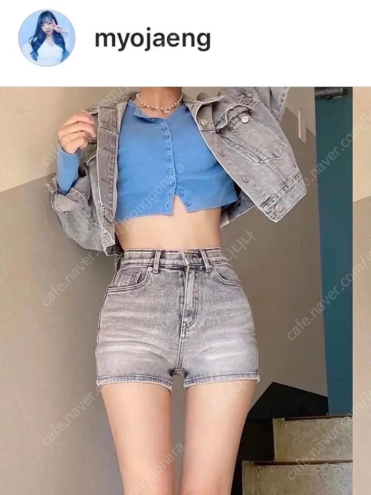 *새상품급* 페일제이드 파인체리 그레이 데님팬츠반바지 이미지
