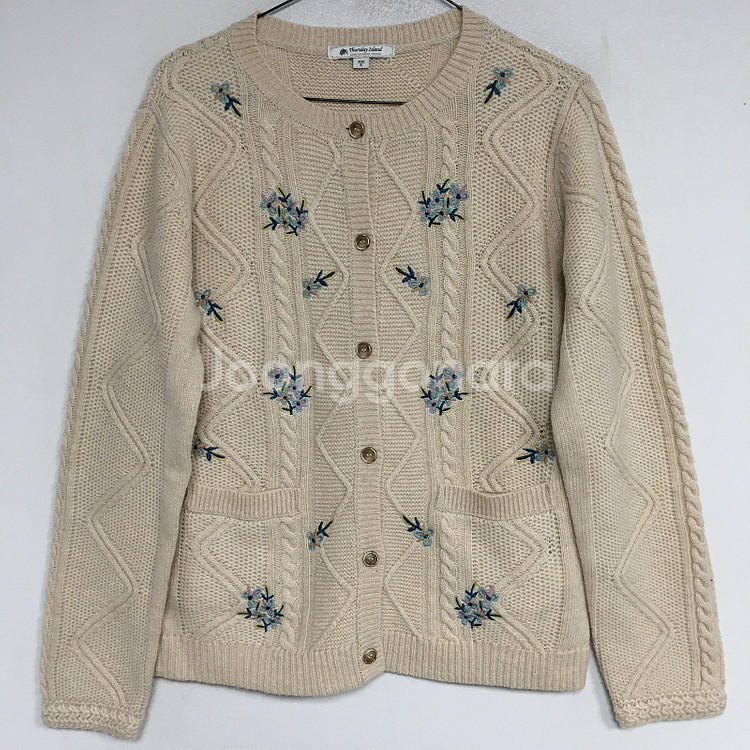 21 써스데이아일랜드 자수 케이블 가디건 S / 랑방 마인 오브제 타임 럭키슈에뜨 산드로 마쥬 오르 시에 시스템--1