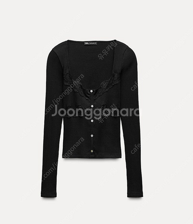 ZARA 자라 레이스 콤비 탑 블랙, 자라 레이스 티셔...--3
