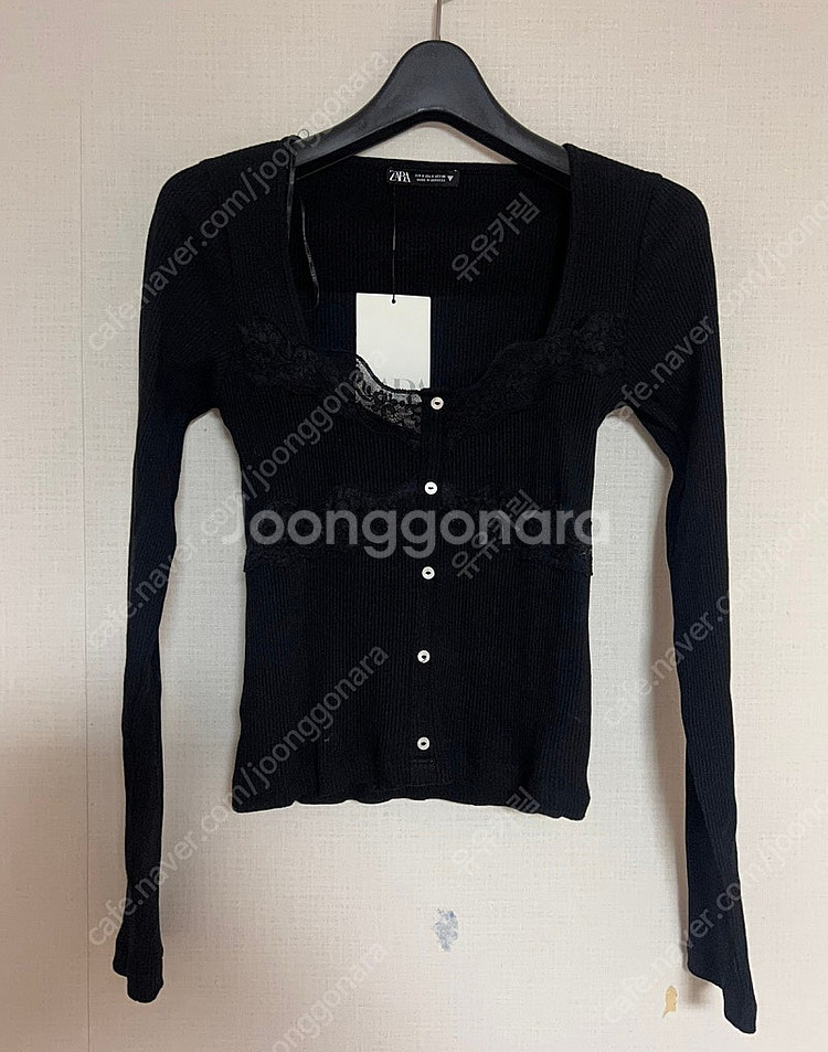 ZARA 자라 레이스 콤비 탑 블랙, 자라 레이스 티셔...--5