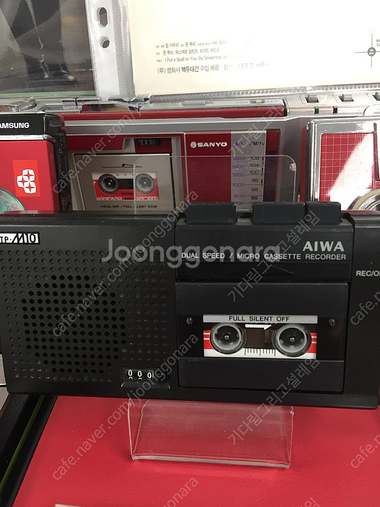 워크맨/마이크로카세트 정크품 2대 일괄판매:OLYMPUS L400+Aiwa TP-M10+녹음된 어학 테이프 5개 /...--2