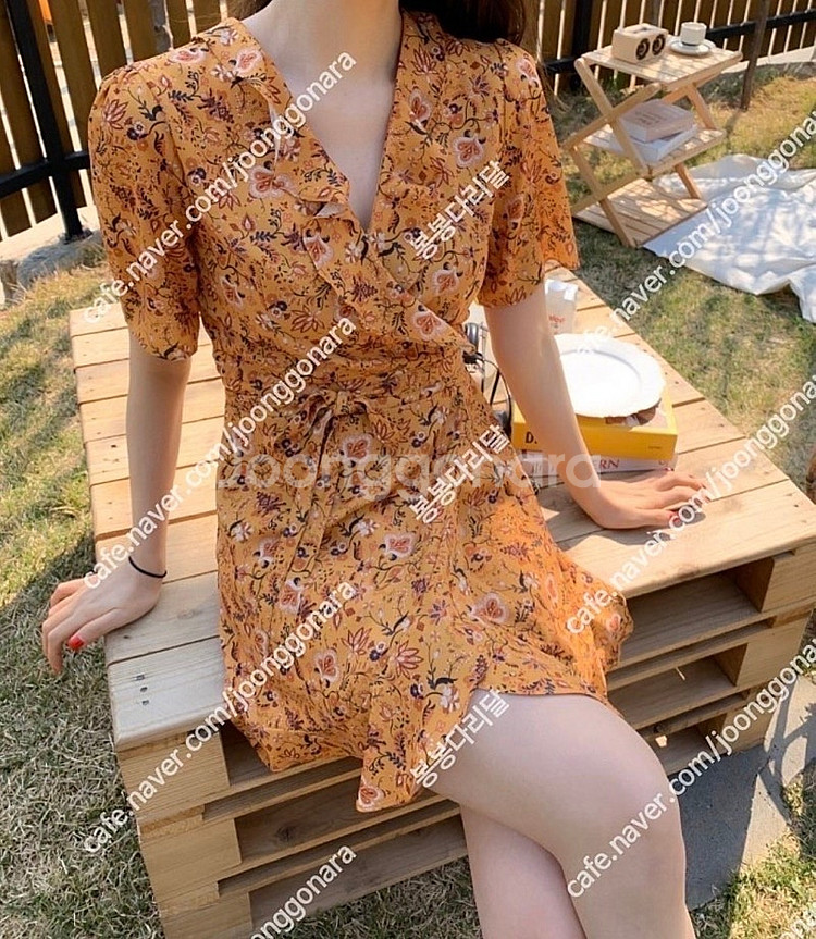 블루민 러블리 랩 원피스 미니 오렌지 M--0