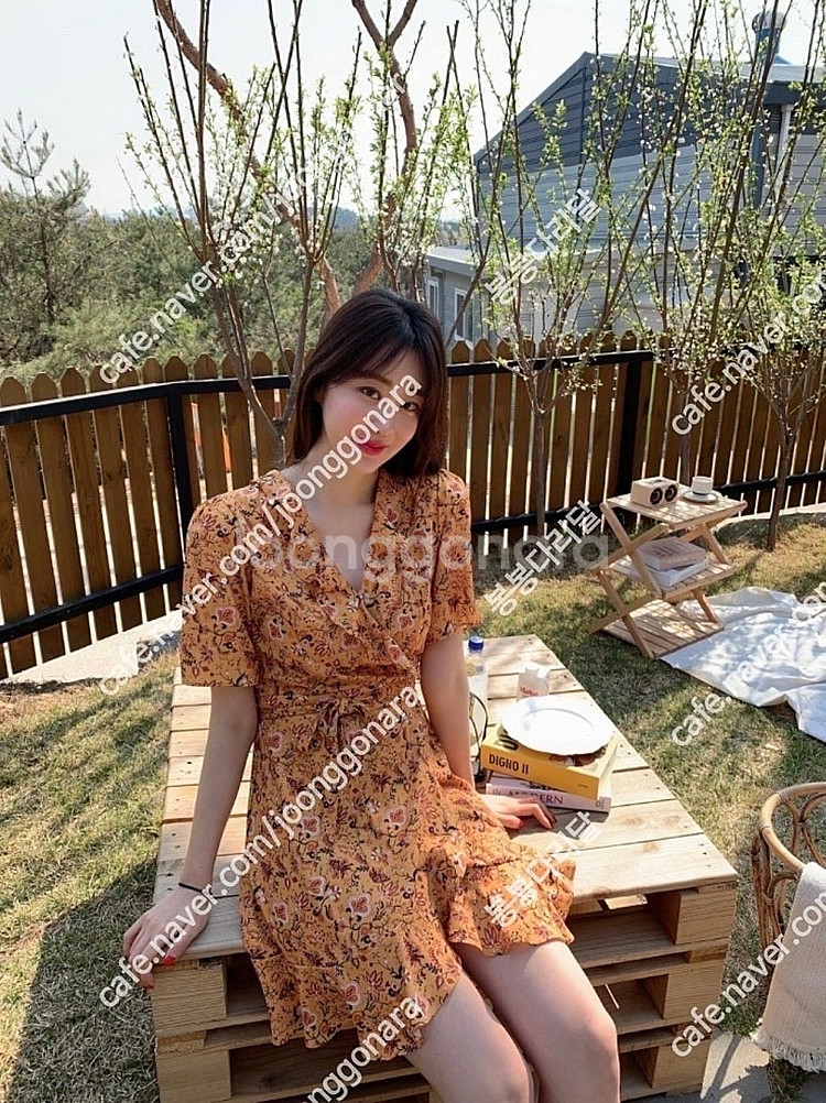 블루민 러블리 랩 원피스 미니 오렌지 M--1