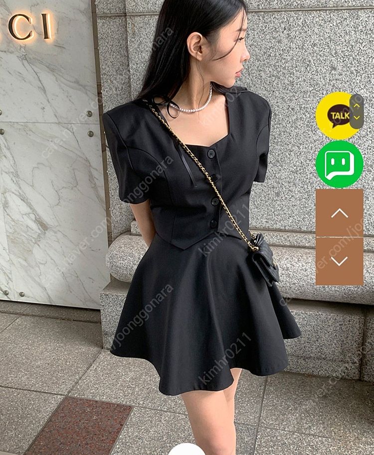 더핀 캔디 블라우스+ 캔디스커트 블랙 세트--2