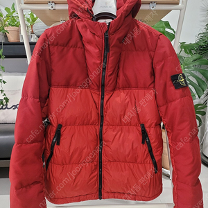 <L> 스톤아일랜드 크링클랩스 후드 패딩 레드