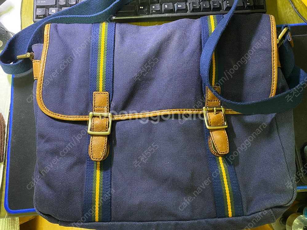 Fossil.파슬. 캔버스 가죽배색 크로스백,--1