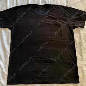 크롬하츠 블랙 반팔 포켓 크루 블루 로고 2XL