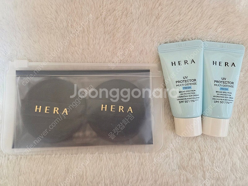 새제품 헤라 블랙쿠션 퍼프 2매 + 헤라 선크림 프레쉬...--0