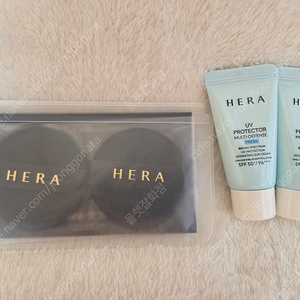 새제품 헤라 블랙쿠션 퍼프 2매 + 헤라 선크림 프레쉬 30ml