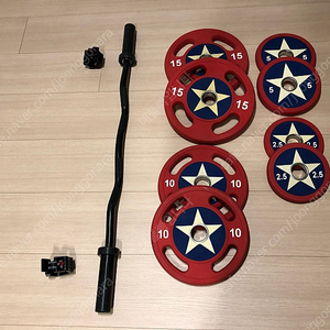 캡틴 우레탄원판 15Kg 2장, 10Kg 2장, 5Kg 2장, 2.5Kg 2장(원판 & EZ바 세트)