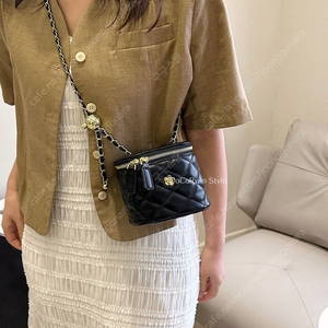 퀼팅 체인 골든볼 크로스백