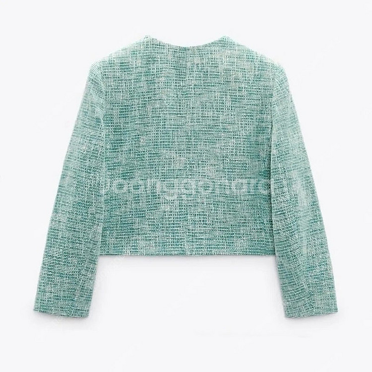(새상품) ZARA 자라 민트그린 트위드 크롭자켓 새상...--3