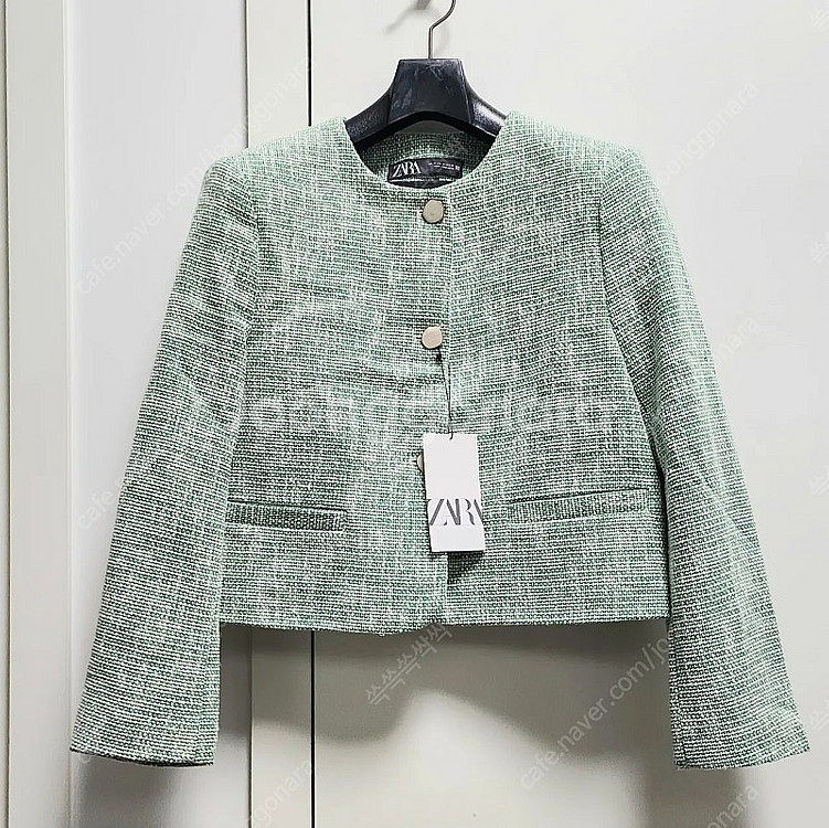 (새상품) ZARA 자라 민트그린 트위드 크롭자켓 새상...--4