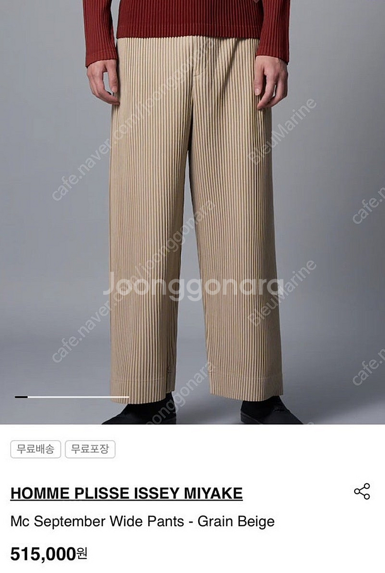 [2사이즈] 옴므플리세 JF114 와이드 팬츠 베이지--0