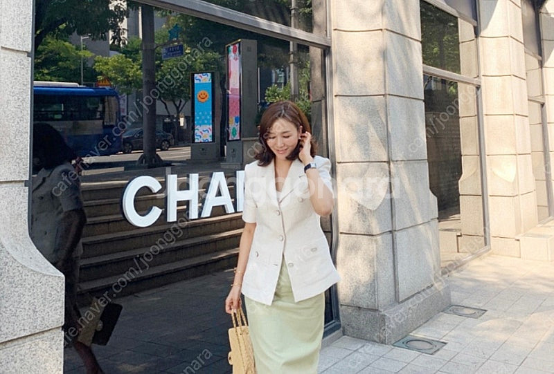 엘레강스초이 반팔트위드자켓+스커트--5