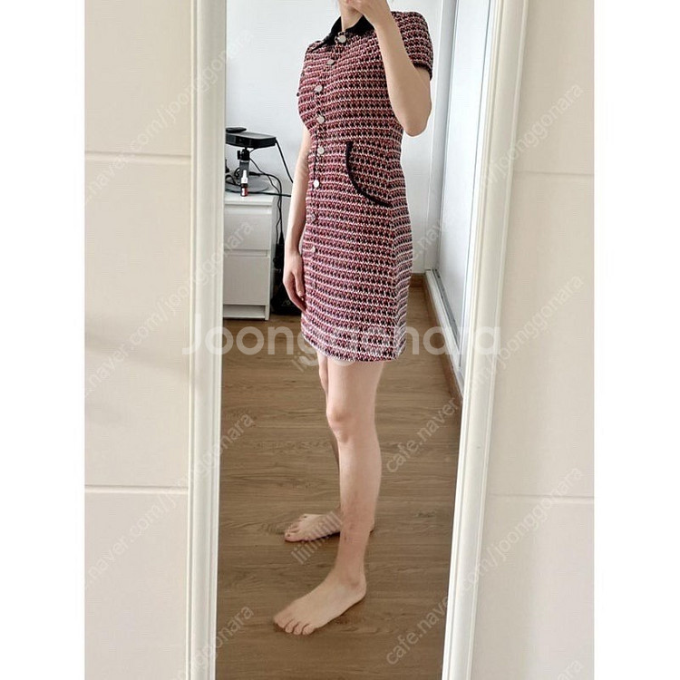 마쥬 트위드 원피스 레드 38 새상품--2