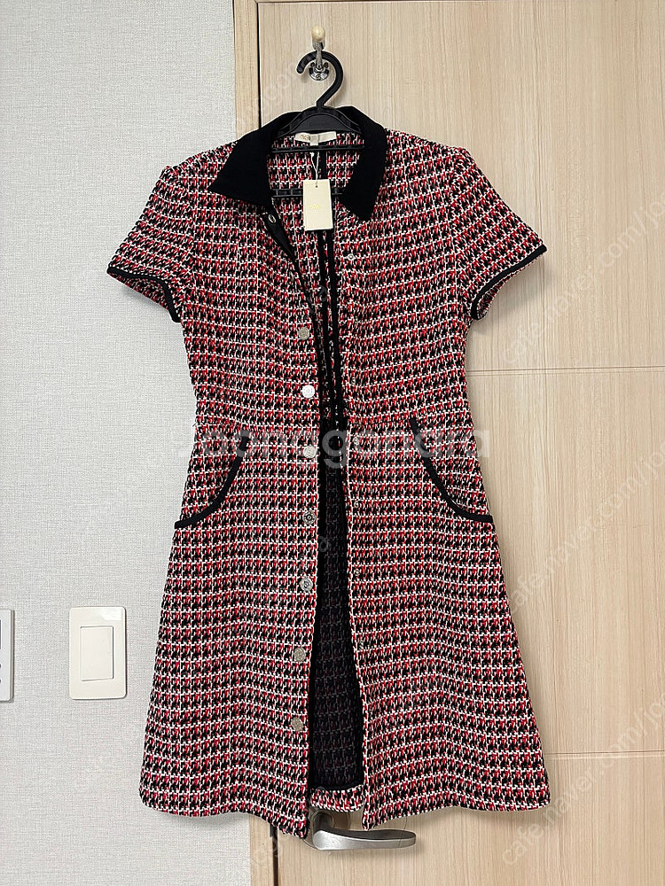 마쥬 트위드 원피스 레드 38 새상품--3