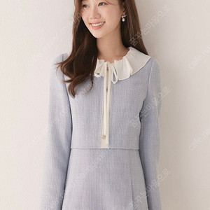 로엠 배색 트위드 플리츠 원피스