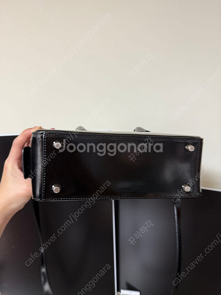드메리엘 볼링백 블랙 복스가죽 미디움--6