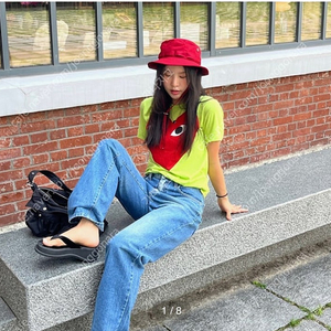 새상품) 꼼데가르송 레드하트 반팔 티셔츠 - 35000원