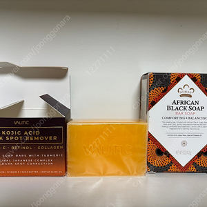 VALITIC Kojic Acid 다크 스팟 리무버 비누 바(비타민 C, 레티놀, 콜라겐, 강황 함유 - 오리지널 일본 복합체 히알루론산, E, 시어 버터, 카스티)+누비안 헤리티