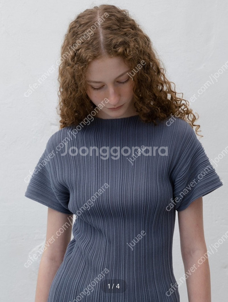 르917 모크넥 플리츠 탑 애쉬블루 36 Le17septembre 르917 pleated cow--0