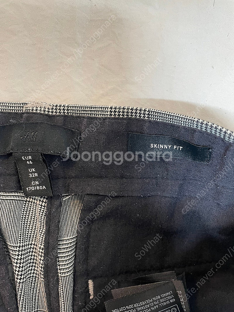 H&M 체크무늬 바지 3벌 (스키니핏)--3