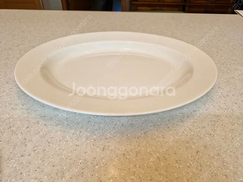 한국도자기 린넨화이트 오벌 접시 대형--1