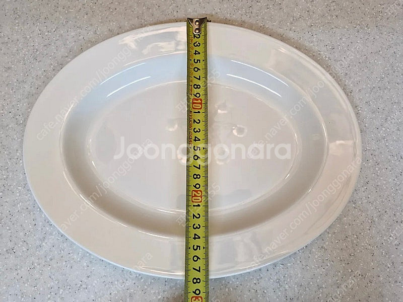 한국도자기 린넨화이트 오벌 접시 대형--4