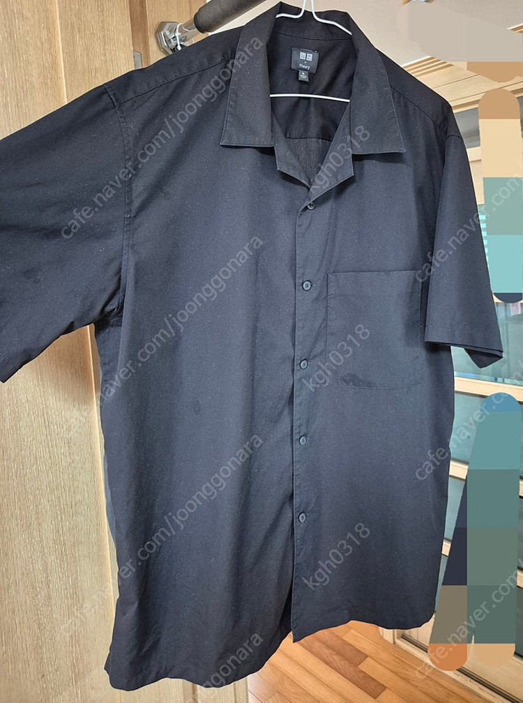 XL 유니클로띠어리 반팔 셔츠 블랙--2